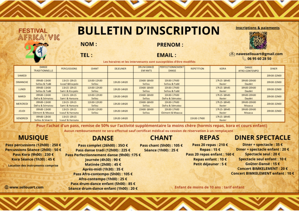 africa'vic 2026 bulletin d'inscription